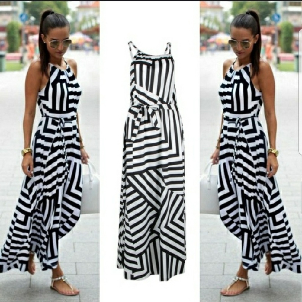 ✨NEW✨Summer Boho Maxi Dress black/white